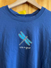 Load image into Gallery viewer, Size M Life is Good Navy Women's Long Sleeve Shirt
