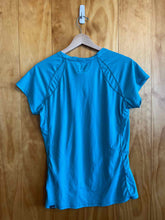 Load image into Gallery viewer, Size Large Outdoor Research Blue Women's Short Sleeve Shirt
