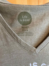 Load image into Gallery viewer, Size Large Life is Good Olive Women's Short Sleeve Shirt
