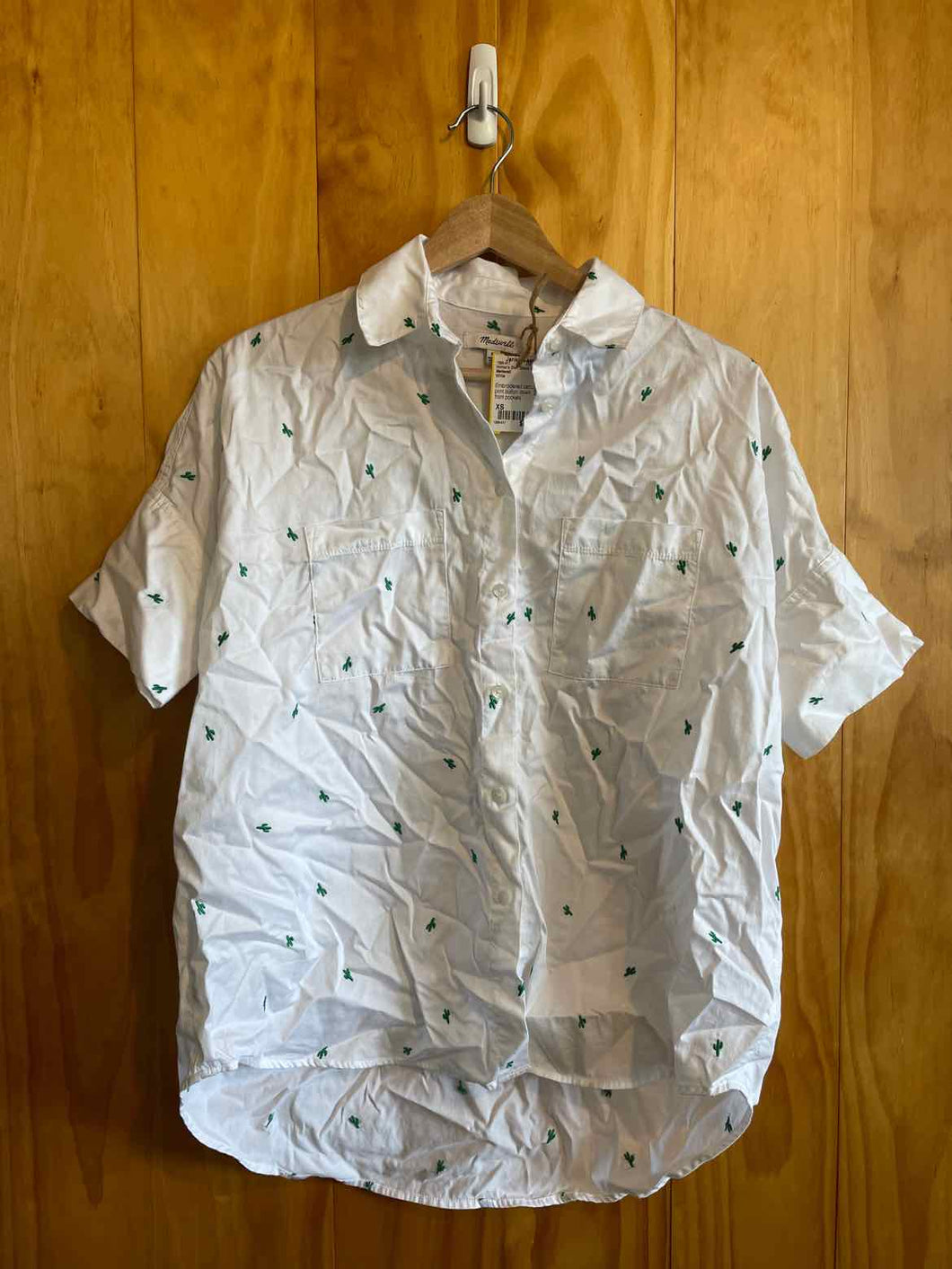 Size XS Madewell White Women's Short Sleeve Shirt