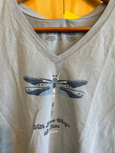 Load image into Gallery viewer, Size L Life is Good Light Blue Women's Short Sleeve Shirt
