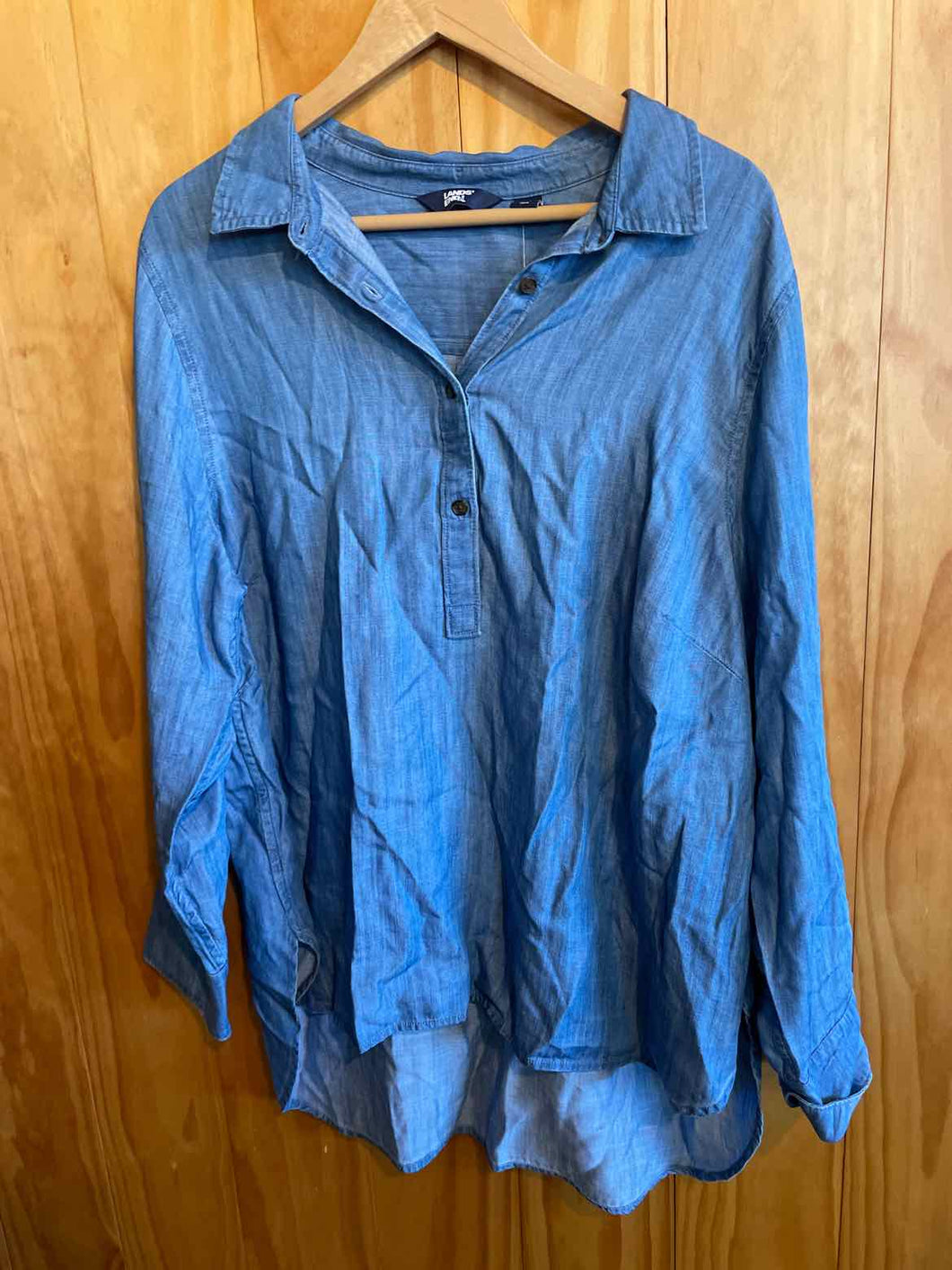 Size 1X Lands End Denim Women's Long Sleeve Shirt