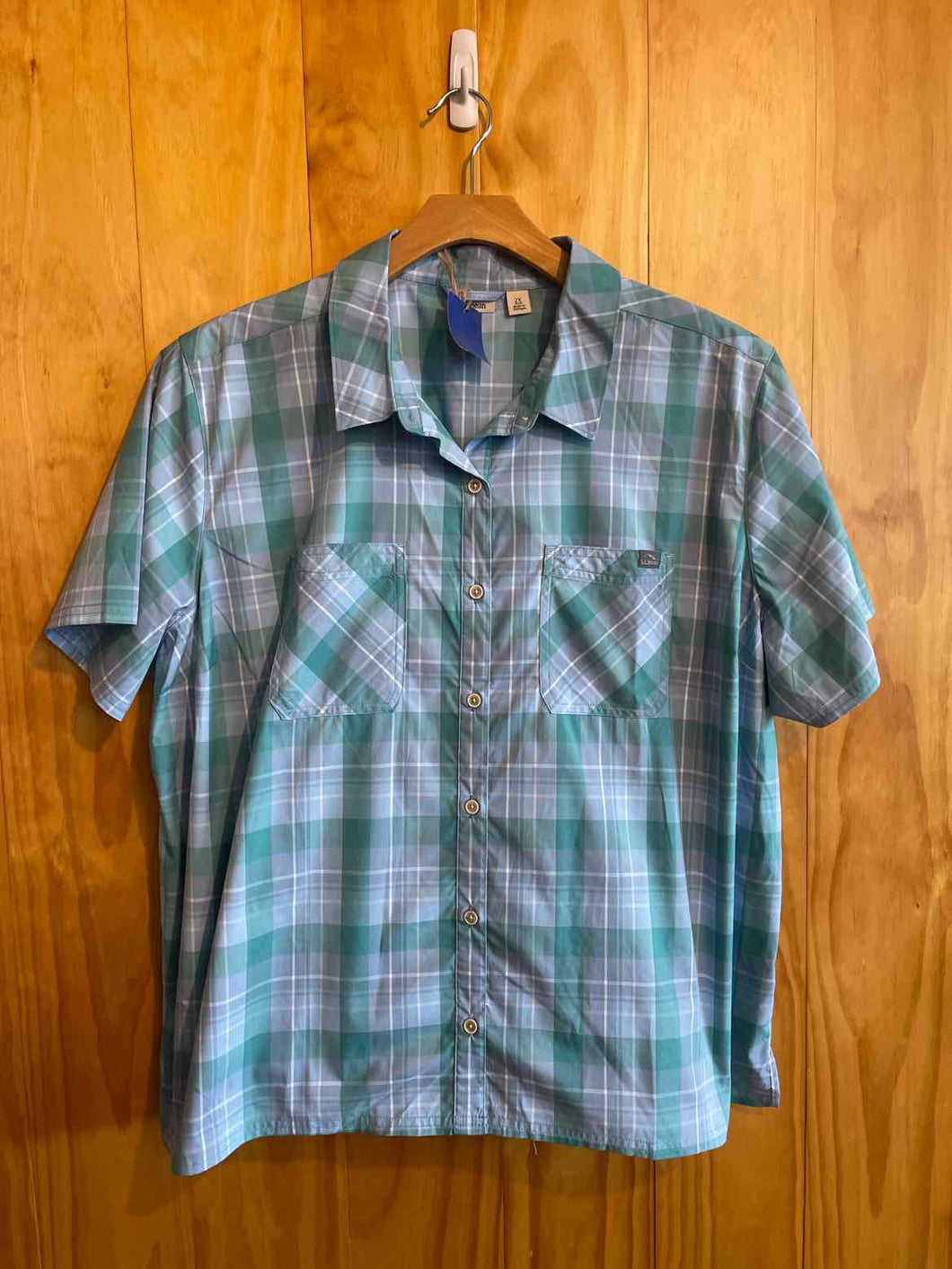 Size 2X L.L. Bean Blue Women's Short Sleeve Shirt