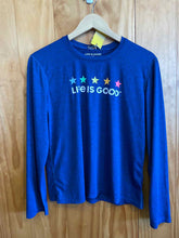 Load image into Gallery viewer, Size S Life is Good Navy Women's Long Sleeve Shirt
