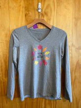 Load image into Gallery viewer, Size Medium Life is Good Grey Women's Long Sleeve Shirt
