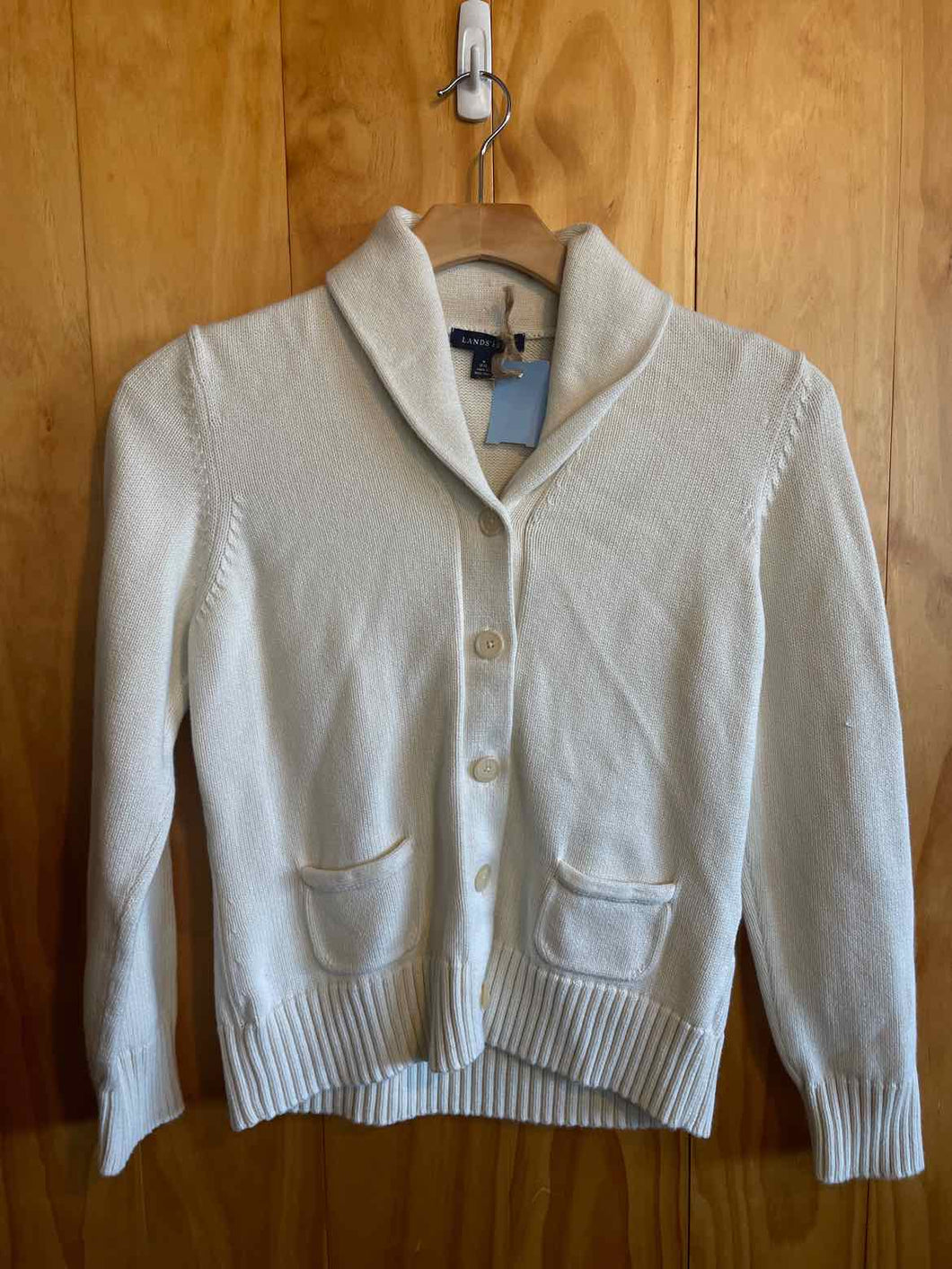 Size M Lands End Cream Women's Sweater & Sweatshirt