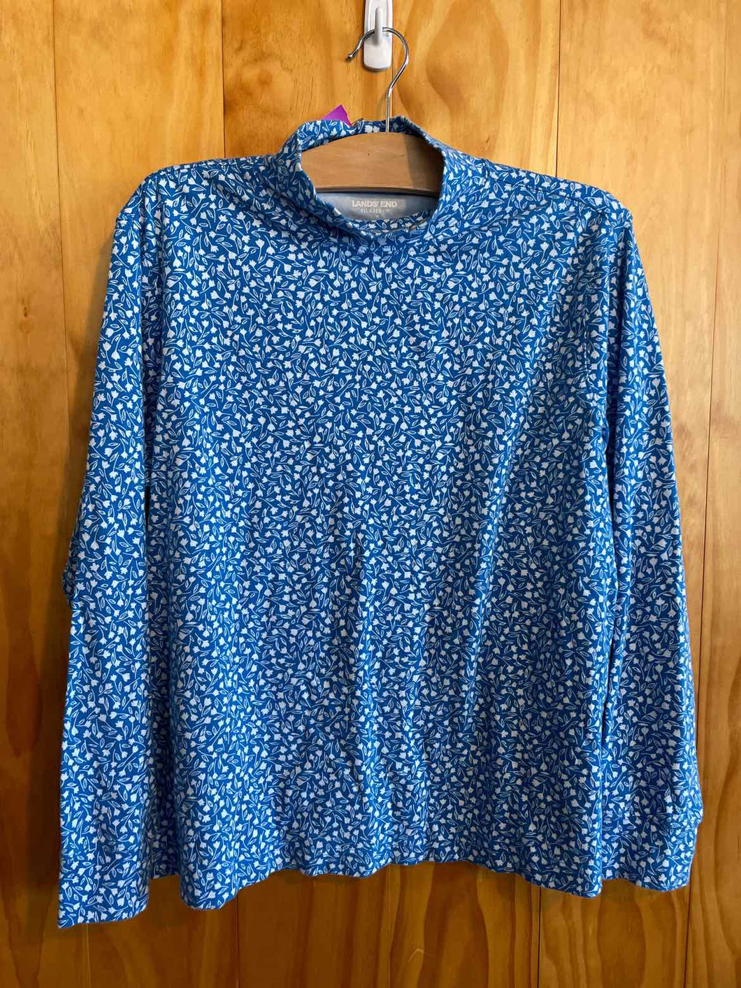 Size Large Lands End Blue Women's Long Sleeve Shirt