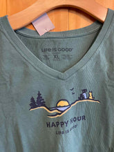 Load image into Gallery viewer, Size XL Life is Good Green Women's Short Sleeve Shirt
