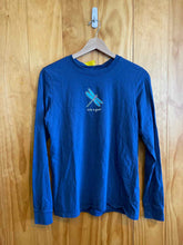 Load image into Gallery viewer, Size M Life is Good Navy Women's Long Sleeve Shirt
